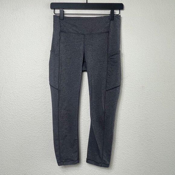 Lululemon Speed Up Crop 21" Leggings Size 4 Heathered Black Luxtreme W6AK6 - Picture 3 of 8
